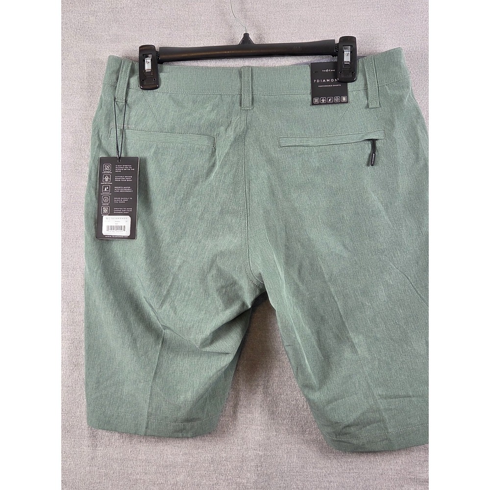 7 Diamonds Shorts Mens 31 Basil Aeroplane Performance 10 Inch Quick Dry Golf NEW